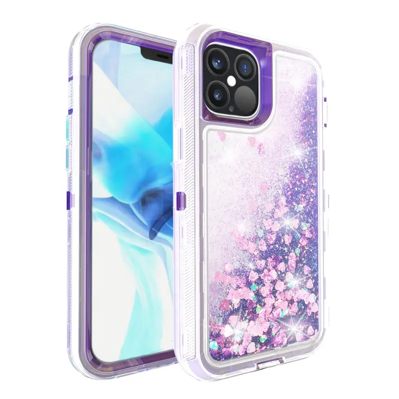 Glitter Quicksand Robot defender mobile phone liquid case for iPhone 12 11 Xs Xr Xs max