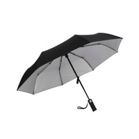 Parapluie pliable en nylon personnalisé avec impression promotionnelle, torche LED, bouton automatique, poignée en plastique pour cadeaux d'affaires