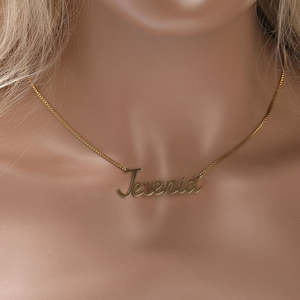 여성과 남성을 위한 유행 스테인레스 스틸 이름 플레이트 금도금 상자 체인 맞춤 DIY 보석 목걸이 - Product Image 1