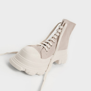 Bottines à plateforme haute en toile, à lacets, à semelle épaisse, pour femmes, chaussures décontractées de rue - Product Image 2
