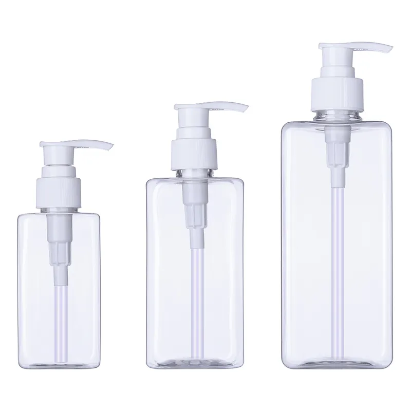 PET 180ml 300ml 500ml 10OZ 16OZ quadratische Flasche Druck lotion Hände desinfektion mittel Körper wasch shampoo in Plastik flasche