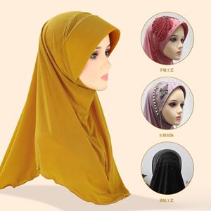 Hiyab Instantáneo de Chifón con Borde Ondulado de Color Sólido, Listo para Usar, para Mujeres Musulmanas, Cubre el Cuello - Product Image 1