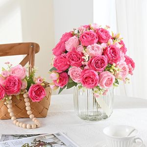 Fleurs de pivoine artificielles en soie de haute qualité à 3 têtes pour la décoration de mariages, de fêtes et d'intérieurs - Product Image 5