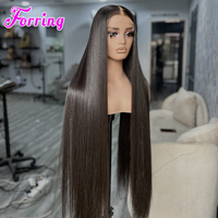 Perruque indienne en cheveux humains lisses de 40 pouces, 100 % alignés sur les cuticules, avec dentelle HD, vente en gros, fabricant OEM