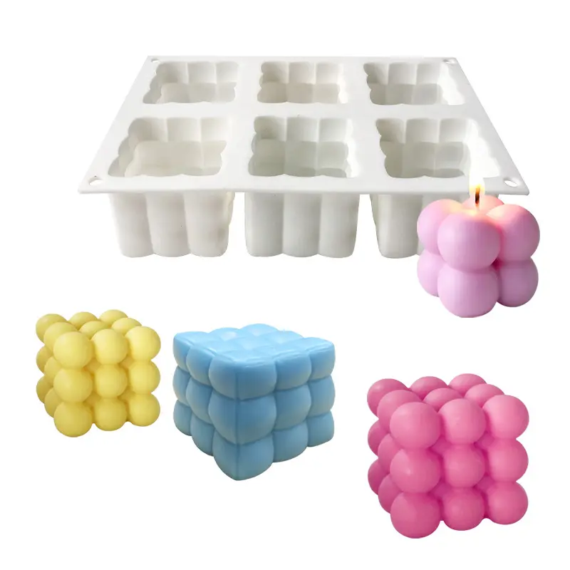 MHC Moules de Bougie à bulles en Silicone, en gros, royaume-uni Unique Cube Moules Bougie Designer résine Moules en Silicone pour bougies