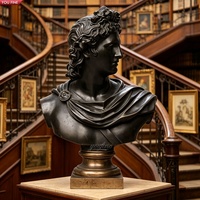 YOUFINE Sculpture de buste du dieu grec Apollon en bronze patiné antique pour bibliothèque et musée