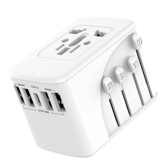 Newest Electrical Travel Adaptor Socket Universal Travel Adapter With 6.5a Type-c 4usb Uk Us Au Eu Plug Travel Adapter