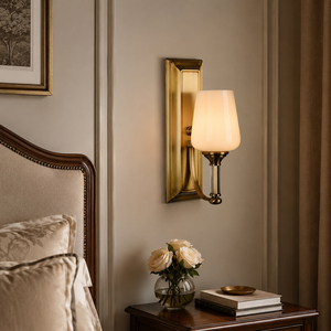 Vintage Brass <b>Wall</b> Sconce Cream Glass Shade E26 LED Dimmable Indoor <b>Wall</b> Lamp Hotel Bedroom OEM ODM <b>Lighting</b> Factory - Product Image 4