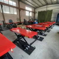 ZeHoo ZHZ-1000 1M Hohe 3T Tragbare, Bewegliche Niederflur-Autohebebühne mit Pneumatischer Entriegelung, Mittelhochhub-Scherenhebebühne