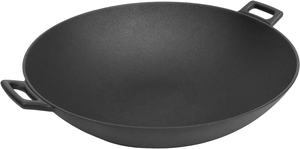 Vente <span class=keywords><strong>en</strong></span> gros Casserole personnalisée 24cm <span class=keywords><strong>en</strong></span> <span class=keywords><strong>fonte</strong></span> marmite pré-assaisonnée Wok de camping suspendu à l'huile de cuisson pour l'extérieur Wok chinois - Product Image 4