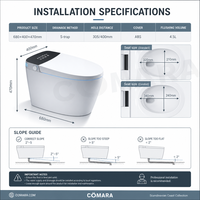 WC intelligent avec bidet intégré, siège chauffant, drainage en S, télécommande incluse pour salle de bain