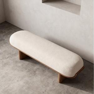 Simple Solid Wood Fabric <b>Bench</b> Comfortable Living Room Bedroom Dressing Room <b>Shoe</b> Changing <b>Bench</b> - Product Image 2