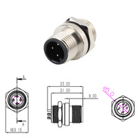 M12 Conector impermeable circular de 2 a 17 núcleos en el extremo de la placa macho con bloqueo trasero, enchufe impermeable de nivel IP67, enchufe de sensor
