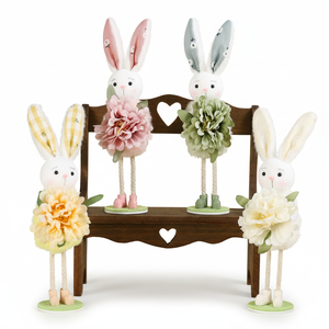 <b>Easter</b> Bunny Figurine Spring Table Decor Handmade Rabbit Doll Farmhouse Home Decoration Holiday Gift Indoor Display - Product Image 1