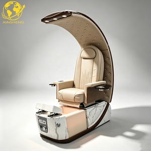Sillón de Pedicura de Alta Gama en Cuero PU Ajustable <span class=keywords><strong>con</strong></span> Masaje Vibratorio y Respaldo Curvo Tipo Luna para Salón de Uñas - Product Image 1
