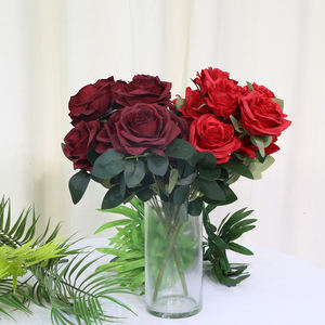 LFR081 vente en gros <span class=keywords><strong>pas</strong></span> <span class=keywords><strong>cher</strong></span> prix Couleur rouge Soie Rose Fleurs Bouquets de mariage Artificielle <span class=keywords><strong>Buisson</strong></span> de fleurs - Product Image 6