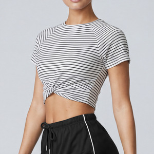 T-Shirt Casual <span class=keywords><strong>a</strong></span> <span class=keywords><strong>Righe</strong></span> all'Ingrosso, Nuovo Design, Asciugatura Rapida, Morbida in Rayon, Manica Corta per Donna, T-Shirt per il Tempo Libero - Product Image 2