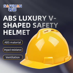 خوذة سلامة لمواقع البناء من البلاستيك ABS وفقًا للمعايير الوطنية، على شكل V، مقاومة للخدش، قابلة للتنفس، مع 6 نقاط تعليق - Product Image 1