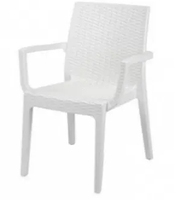 Chaise de salle à manger en plastique PP de style nordique Corde tissée à haut dossier Conception minimaliste empilable pour une utilisation en plein air dans un hôtel Caractéristiques Refroidissement