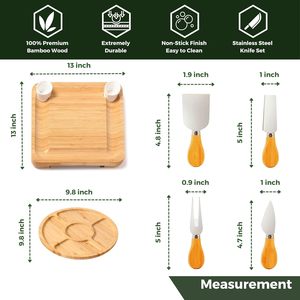 Plateau à charcuterie rectangulaire en bambou personnalisable avec logo, écologique, compatible lave-vaisselle, avec plateau à fromage, ensemble de couteaux et tiroirs - Product Image 5