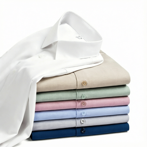 Chemise décontractée en lin et coton pour homme, couleur unie, manches longues, col montant, respirante, idéale pour l'été - Product Image 1