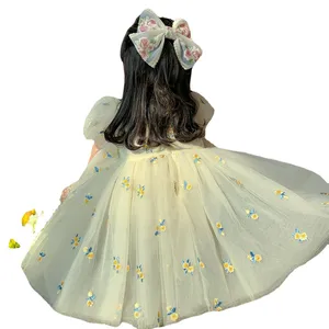 2024夏のファッション女の子のための高品質のフラワードレスカジュアルプリンセスドレスソフトコットン快適な幼児の女の子のドレス