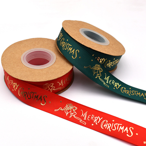 에코 친화적 인 새틴 리본 1.5 인치 그로스 그레인 리본 인쇄 38 mm 크리스마스 리본 로고가있는 나무, 장식 - Product Image 2