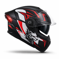 Casque de moto modulaire intégral à visière rabattable en ABS avec feux arrière LED homologués DOT, double visière, pour la sécurité à la conduite