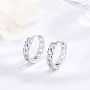Pendientes de Aro Pequeños de Plata de Ley 925 con Diseño Geométrico Hueco, Baño de Rodio, Regalo para Mujer, Piedra Natural, para Boda, Estilo Lindo - Product Image 3