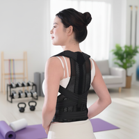 Correcteur de posture dorsal réglable, léger et pliable, pour femmes et hommes, utilisation clinique, soutien des épaules et du dos, en spandex, noir