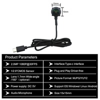 Mini caméra USB 2MP WDR 15*15mm, grand angle 160 degrés, 1.7mm, Android OTG, mini caméra USB Type C, caméra vidéo audio de sécurité