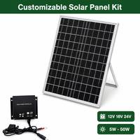 Panneau solaire personnalisé de petite taille 10W 20W 30W, module en verre laminé avec câble et contrôleur, support en option, OEM
