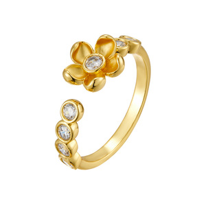 Flower Open <b>Ring</b> <b>Adjustable</b> Band Prong Setting Delicate Index Finger <b>Ring</b> Gift Jewelry - Product Image 5