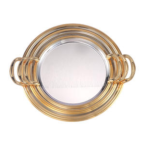 Moroccan Islamic Design Arabesque Pattern Metal Tray Decorative Serving Platter with Handles for Ramadan <b>Eid</b> <b>Gift</b> & Tableware - Product Image 5