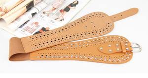 Ceinture élastique en cuir PU pour femmes, Vintage, rétro, taille large - Product Image 5