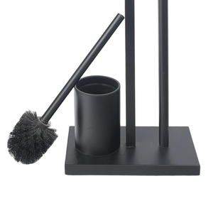 Portarotolo in Metallo Nero Antiruggine con Portascopino per WC, per Bagno <span class=keywords><strong>e</strong></span> Hotel - Product Image 4