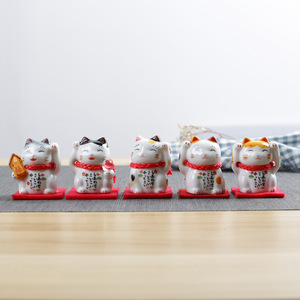 Lande japonais en céramique cinq-Fortune <span class=keywords><strong>Maneki</strong></span> <span class=keywords><strong>Neko</strong></span> ensemble cinq articles décoratifs maison voiture fleur animal de compagnie <span class=keywords><strong>porcelaine</strong></span> blanche - Product Image 2