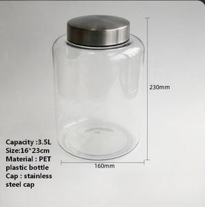 <span class=keywords><strong>Bocal</strong></span> de stockage en plastique PET épaissi scellé avec couvercle en acier inoxydable pour écorces de mandarine, thé, colle de <span class=keywords><strong>poisson</strong></span> 3.5L 3.9L - Product Image 5