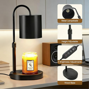 Lampe chauffe-bougie cylindrique entièrement métallique avec minuterie, 4 niveaux de luminosité réglables, hauteur ajustable pour bougies - Product Image 3