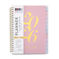 Cahier à reliure à spirale imprimé personnalisé en usine Journal de planification à couverture rigide dorée avec organisateur en papier carton