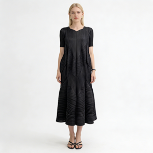 <span class=keywords><strong>Jupe</strong></span> plissée <span class=keywords><strong>mi</strong></span>-<span class=keywords><strong>longue</strong></span> ample pour femme Miyake, taille plus, avec ourlet bouffant, collection été - Product Image 2