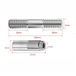 304 Roestvrijstalen Dubbele Eindbout Met Druppel In Anker Met Lip M6m8m10m12 Halve Draad - Product Image 6