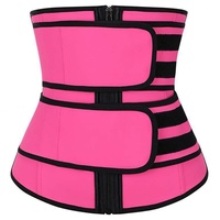Faja Reductora de Cintura para Mujer, Transpirable, de Látex, para Yoga, Gimnasio, Deportes, con Refuerzo en el Abdomen, Cierre de Botones, Color Negro/Rojo