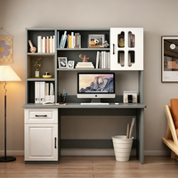 Bureau d'étude moderne avec bibliothèque, armoire et tiroirs pour chambre à coucher, bureau à domicile, poste de travail d'étudiant avec lampe magnétique