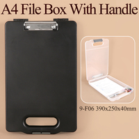 WEISHENG - Portapapeles de Plástico con Apertura Superior y Asa, Protector de Documentos, Soporte para Bolígrafo Integrado, Caja de Almacenamiento para Portapapeles en Negro/Blanco