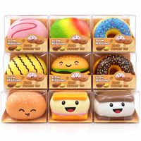 Grand jouet anti-stress souple en TPR, imitation alimentaire (donut, burger, toast), à rebond lent et amusant, avec boîte cadeau