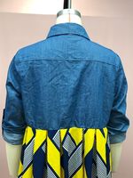 Robe décontractée personnalisée pour l'automne Chemise boutonnée à manches longues en denim imprimé patchwork Robe décontractée Robe africaine
