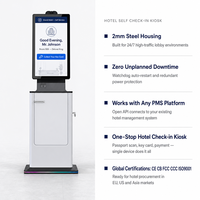 Kiosco de Autoservicio de 27 y 32 Pulgadas para Check-in en Hoteles, Pantalla Táctil, Aceptador de Efectivo, Escáner de Pasaportes, Integración PMS, Kiosco de Pago