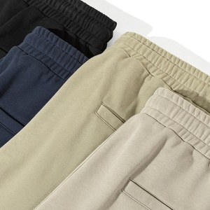 Pantalones Deportivos de Cintura Alta para Hombre, Estilo Urbano, Color Sólido, Felpa, Sueltos, Casuales, 85% Algodón, 15% Poliéster, 380 g/m², Ecológicos - Product Image 3