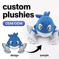 Peluche baleine bleue personnalisée, jouet en peluche doux, poupée en peluche, personnage de dessin animé, vente en gros, cadeau mignon pour enfants
